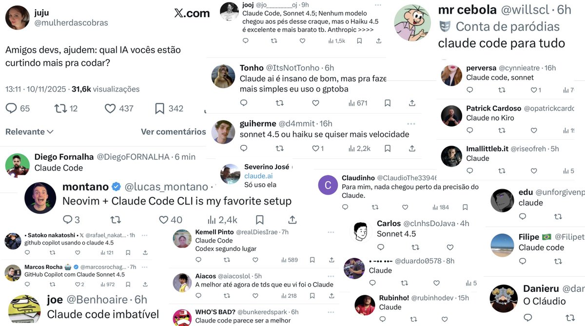 ClaudeAgentSDK's tweet image. Quero um debate entre @DiegoFORNALHA e o @ocodista! A comunidade não aguenta mais, e quer ouvir mais sobre esse assunto. 
O @lucas_montano poderia por favor ser o mediador?

A Comunidade precisa conhecer mais sobre Claude Code e como estamos usando isso.