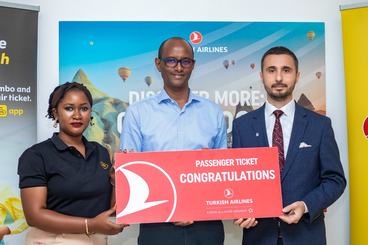 mtnug's tweet photo. He's our 3rd lucky winner, bagging a free return flight ticket with @TurkishAirlines to any destination of his choice within the Turkish Airlines network.
@bgumisiriza, a first-time Prestige Combo buyer, was shocked to emerge the winner for the October draw!

Today, @TurkishAirlines, in partnership with MTN Uganda, proudly hosted the #FlyPrestige campaign ticket handover ceremony at their offices. The Turkish Airlines MD, Mr. Ali, highlighted the need for a strong partnership between big brands.  

You too can be a winner if you try this combo this month. Dial *180*2*1# and get a Prestige bundle that automatically admits you to the draw.

 #MTNPretige | #TogetherWeAreUnstoppable