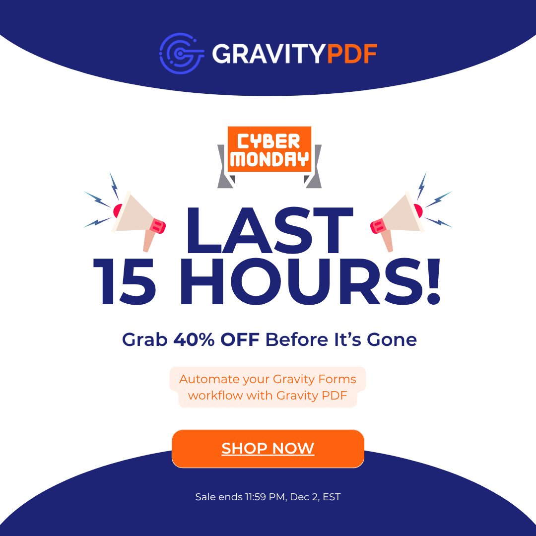 GravityPDF's tweet image. ⏳ Last call! Get 40% OFF the Gravity PDF All Access Pass

Don’t miss the best deal of the year 💥 Shop Now - gravitypdf.com/black-friday/

Sale ends 11:59pm December 2 (USA EST)

#GravityPDF #CyberMonday #WordPressPlugins #Automations #BlackFriday #GravityForms
