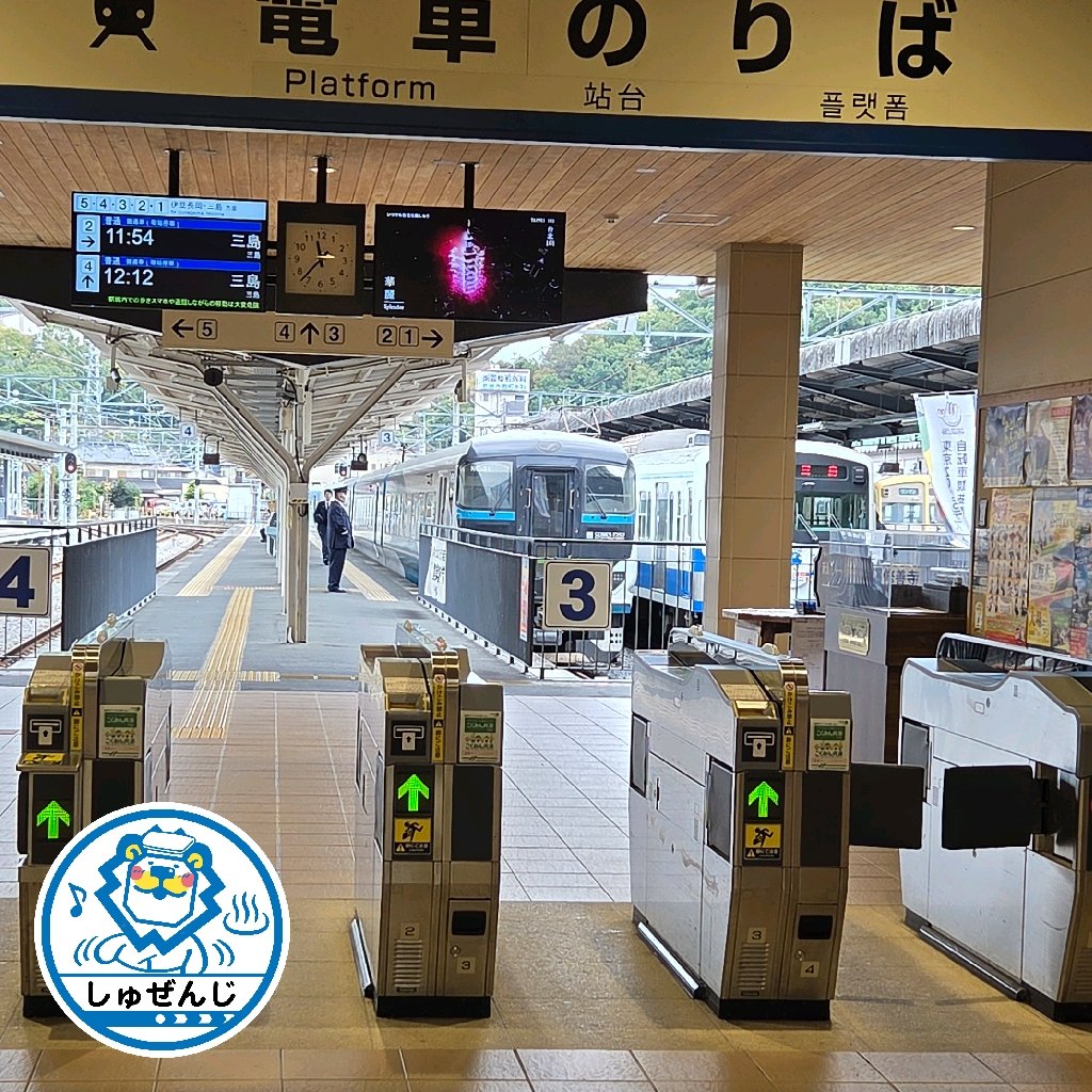 abisakae's tweet image. 踊り子号乗って修善寺へ

散策して駅で鉄印買ったら御城印も売ってました
三島駅ではマンホールカード
そしてしらす丼
#踊り子号　#伊豆箱根鉄道
#いずっぱこ