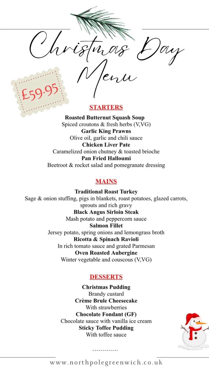 Book now for Xmas Day <a href="/northpolegwich/">North Pole Bar & Grill</a>  kids under 10 half price! #bestrestaurantgreenwich #xmasdayrestaurant