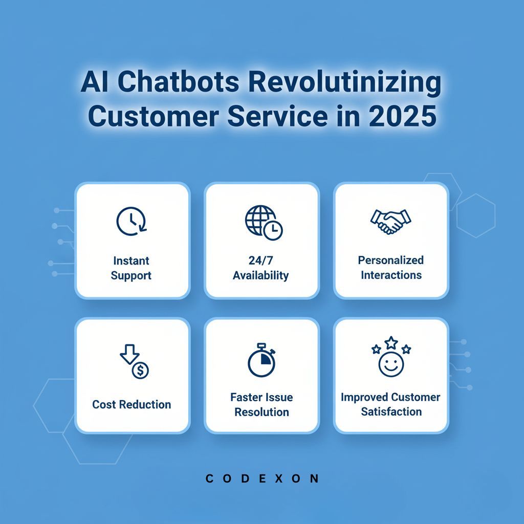 Codexon_tech's tweet image. Customer service is evolving — and AI chatbots are leading the revolution 🤖✨

#codexon #aichatbot #customersupport #digitaltransformation #businessautomation #aiinnovation #chatbotsolutions #aitechnology #customerservice2025 #24x7support #customersatisfaction