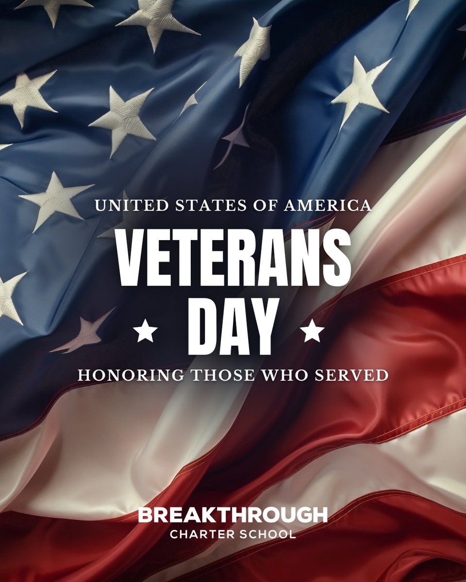 Breakthrough_CS's tweet image. Today, we pause to honor the brave men and women who have served our country 🇺🇸

Their commitment to protecting our freedom reminds us of the power of service, sacrifice, and community.

Thank you, veterans, for your service. ❤️🤍💙

Don&apos;t forget, there will be no school today.