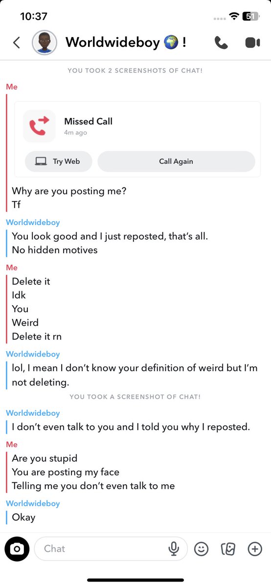 snotlizfr's tweet photo. Please can someone ask @worldwideboy__ 
Why he saved 2 videos from my story to his phone on Snapchat to post ?
Even when I don’t know him and asked him to take it down????
@worldwideboy__  focus on your music and delete MY FACE from your public profile. https://t.co/RJCxdv7AvT