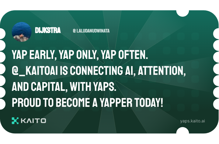 aquinawakin's tweet photo. Yap early, yap only, yap often.

@KaitoAI is connecting AI, attention and capital with Yaps.

Just claimed my social card and I'm accumulating Yap points in real-time.

Claim yours 👉 https://t.co/fBz010XF2s https://t.co/Wc4C3zxYsH