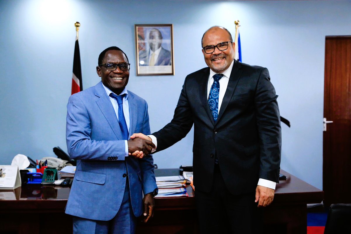 Broadcasting &amp; Telecomms, PS <a href="/SteveIsaboke/">Steve Isaboke, EBS</a>, today hosted, his counterpart, PS <a href="/Profshaukat/">Shaukat Abdulrazak,PhD,EBS</a> (Science, Research &amp; Innovation) for a courtesy call. The two PS’s discussed enhancing collaboration between research and ICT to advance Kenya’s innovation agenda.