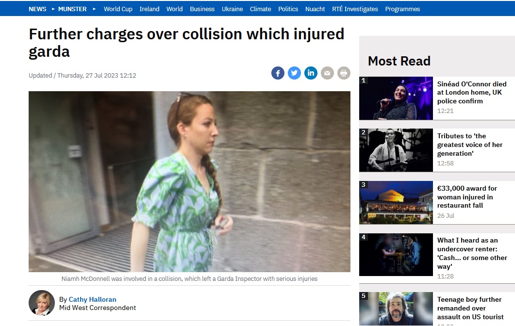 All five serving and retired Limerick gardai have pleaded not guilty to 'perverting the course of justice', trial continues.

Can't wait to hear what prominent media, politics and sports people are tied up in this!!!

RTE still hasn't footage of the accused! Contrast with...