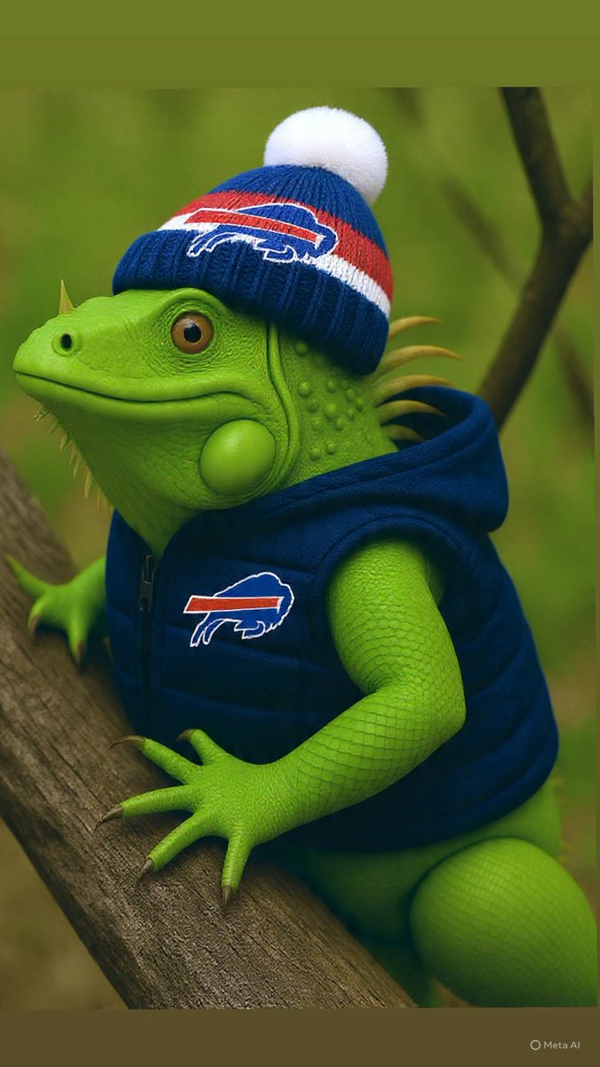 DivaQBBQ's tweet photo. When Central Florida hits a balmy 38°F and you gotta suit up your iguanas in full Buffalo Bills gear just to keep ’em from becoming falling popsicles.
🧣🐊💙❤️
#GoBills #FrozenLizards #BuffaloWeatherTraining #FloridaProblems
#BillsMafia
#CentralFlorida https://t.co/6P115nGG1c