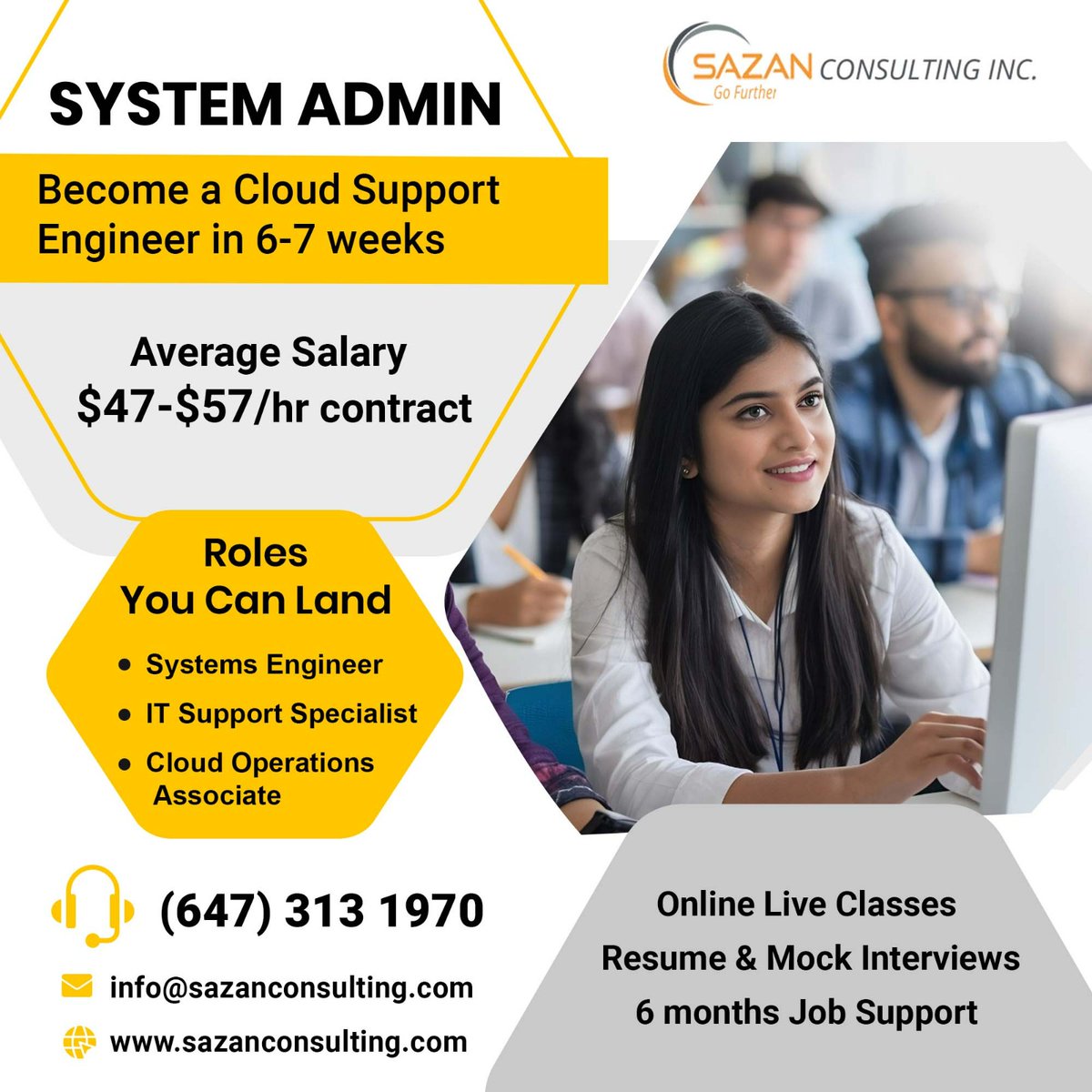 Sazanconsultin's tweet image. Ready to Launch Your Career in System Administration &amp;amp; AWS? 📞Call: 647-313-1970 Or
 ✉️ Email: info@sazanconsulting.com to learn more.
#ITCareer #systemadmin #careeropportunities #aws #awsjobs #sazanconsulting #canadaitjobs #careeropportunities #jobseekers #newcomerstocanada #GTA
