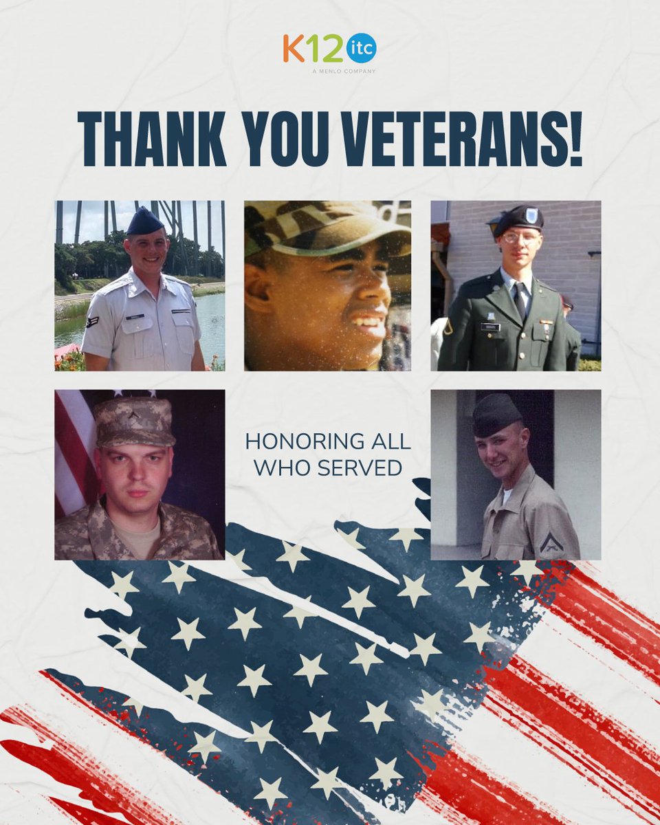 k12itc's tweet photo. We’re thankful for all who have served and sacrificed for our country. A special thank you to our veteran team members who continue to demonstrate dedication and leadership every day. #VeteransDay #ThankYouVeterans #K12itc https://t.co/mY39GPBRTC