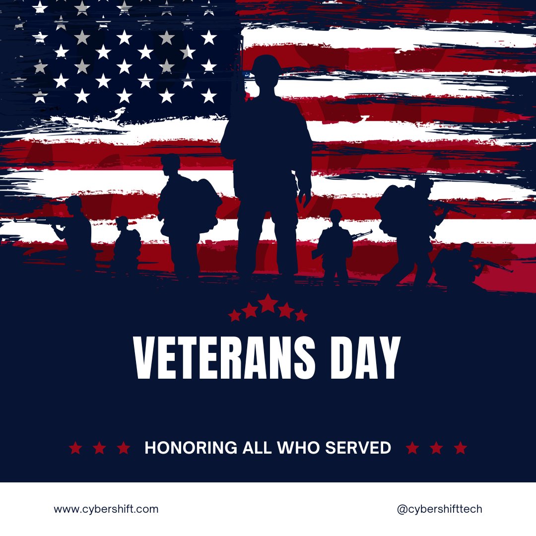 CyberShiftTech's tweet image. Honoring Those Who Serve

Today, we pause to honor the brave men and women who have served and continue to serve our country.
Your courage, dedication, and sacrifice make it possible for us to live and work freely every day.

At Cyber Shift Technologies, we’re proud to support th