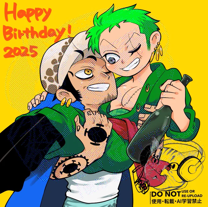【OP/ローゾロ落書き】 #ロゾ月間2025ゾ誕 誕生日おめでとーたやー ギリギリ間に合いましたっ テイスト変えて描いてみましたwww (WMナシはツリーのベッター+のリンクよりご覧ください)