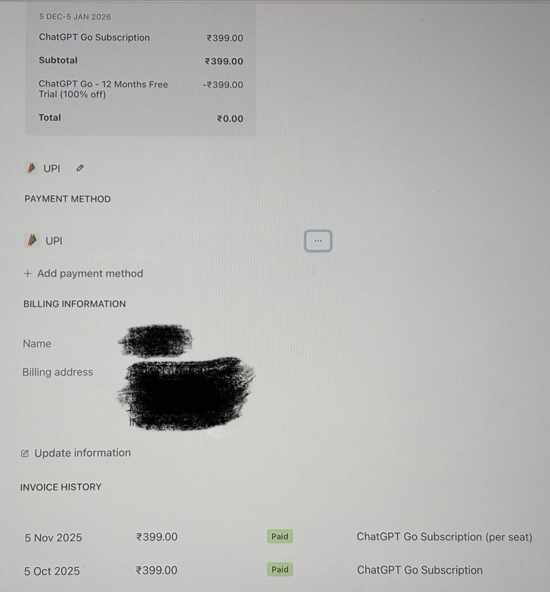 SoulExpertSalim's tweet photo. @OpenAI i was charged for the month of November despite having Chatgpt Go for 12 months free. 
Kindly initiate the refund. https://t.co/6iE2YKHNL0