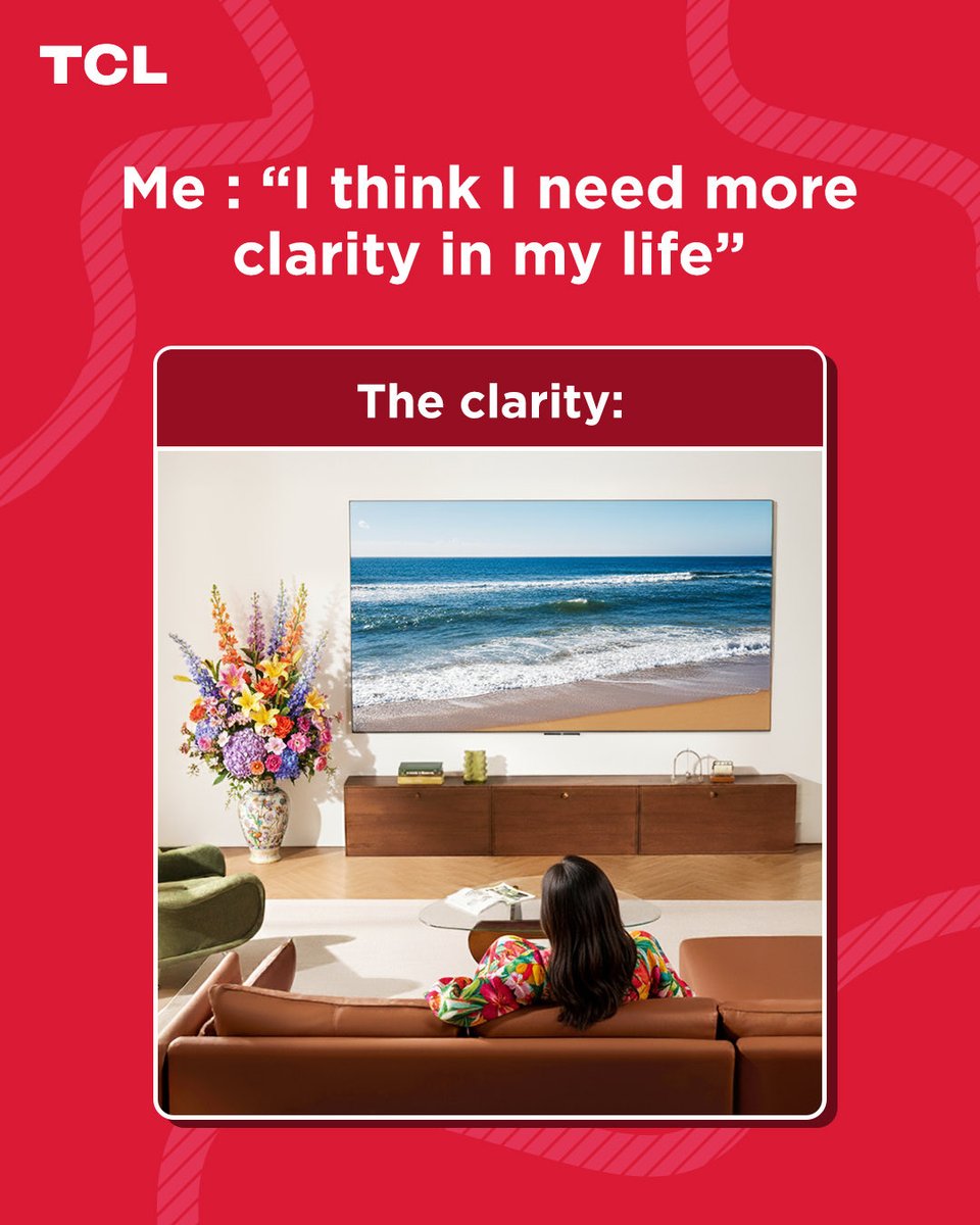 tcl_india's tweet image. Sometimes, the clarity you need isn't existential, it's just a flawless picture from a TCL! Upgrade your view and gain instant visual clarity.

#TCL #TCLTV #Clarity #Meme #Relatable #4K #UpgradeYourView