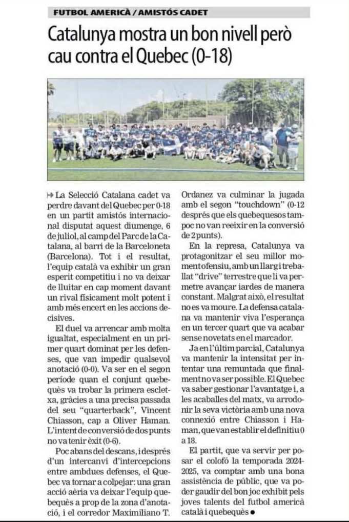 _Gabriel_Gil's tweet photo. Grateful  to have been the captain of Team Québec on the 2025 Europe Tour . New friendships for life, unforgettable memories, and so much fun on the field. We came back undefeated! 💪🏽

Ours de Toulouse | 32-0
Grizzlys de Perpignan | 28-0
Selección Catalana de Barcelona | 18-0 https://t.co/RJDfXz3oPm