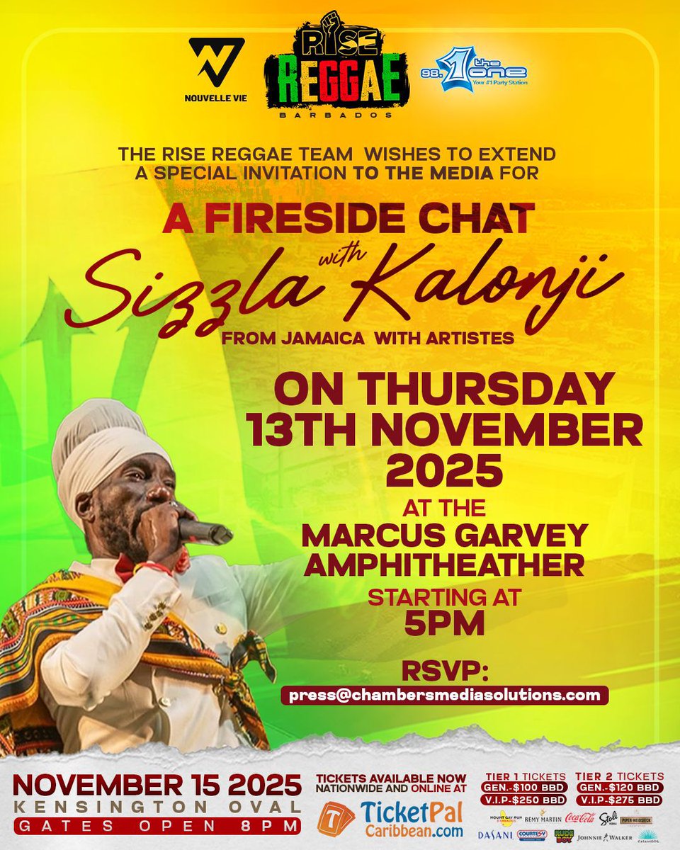 Are you ready for an evening of purpose, power, and profound dialogue? 🎤✨
We are pleased to announce that due to popular demand, the Fireside Chat with Sizzla Kalonji ( @therealsizzlakalonji ) will now take place at the 𝑴𝒂𝒓𝒄𝒖𝒔 𝑮𝒂𝒓𝒗𝒆𝒚 𝑨𝒎𝒑𝒉𝒊𝒕𝒉𝒆𝒂𝒕𝒆𝒓!