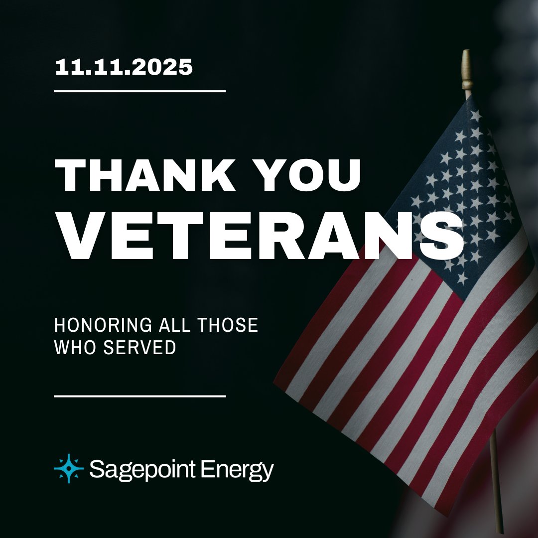 SagepointEnergy's tweet photo. Today we honor those who’ve selflessly served our nation—your dedication and sacrifice continue to inspire us. Thank you to all veterans and their families for your unwavering commitment and courage. Happy Veterans Day! 

#VeteransDay #ThankYouVeterans #HonoringOurHeroes https://t.co/aD3O6vKojM