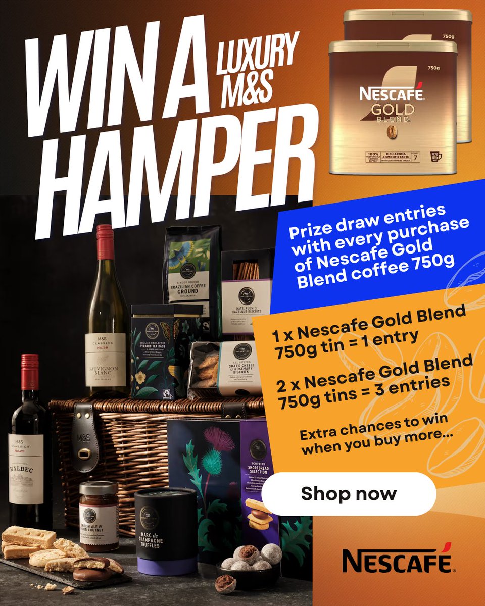 Golden coffee, golden chances! ☕✨
Buy a tin of NESCAFÉ Gold, and you could strike gold in our Luxury Hamper Prize Draw! 🎁💛
Sip, savour, and sit back — your next coffee could lead to something extra special. 😍
#MomentsOfGold #LuxuryHamper #PrizeDraw  #WinWithNescafe