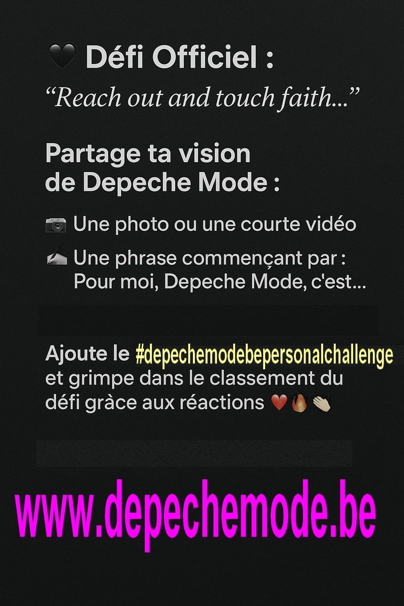 DepecheModebe's tweet photo. La communauté DM est-elle prête à relever un défi? INFOS > https://t.co/YfJrxQDSQK  #depechemode #depechemodebepersonalchallenge #challenge https://t.co/d8d1W227VV