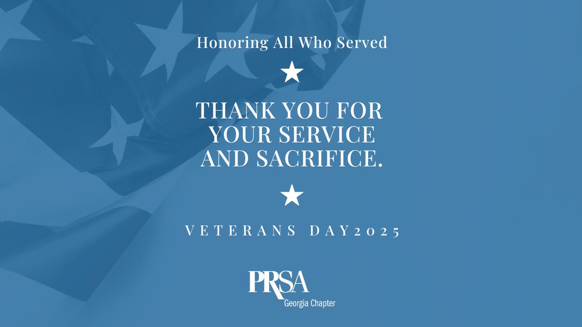🇺🇸 PRSA Georgia honors all who have served in the U.S. Military, including the veterans within our PR community! 🎖️

Your leadership &amp; strategic skills are powerful assets to our profession. Thank you for your service and sacrifice.

#VeteransDay #PRSAGeorgia #VeteransInPR