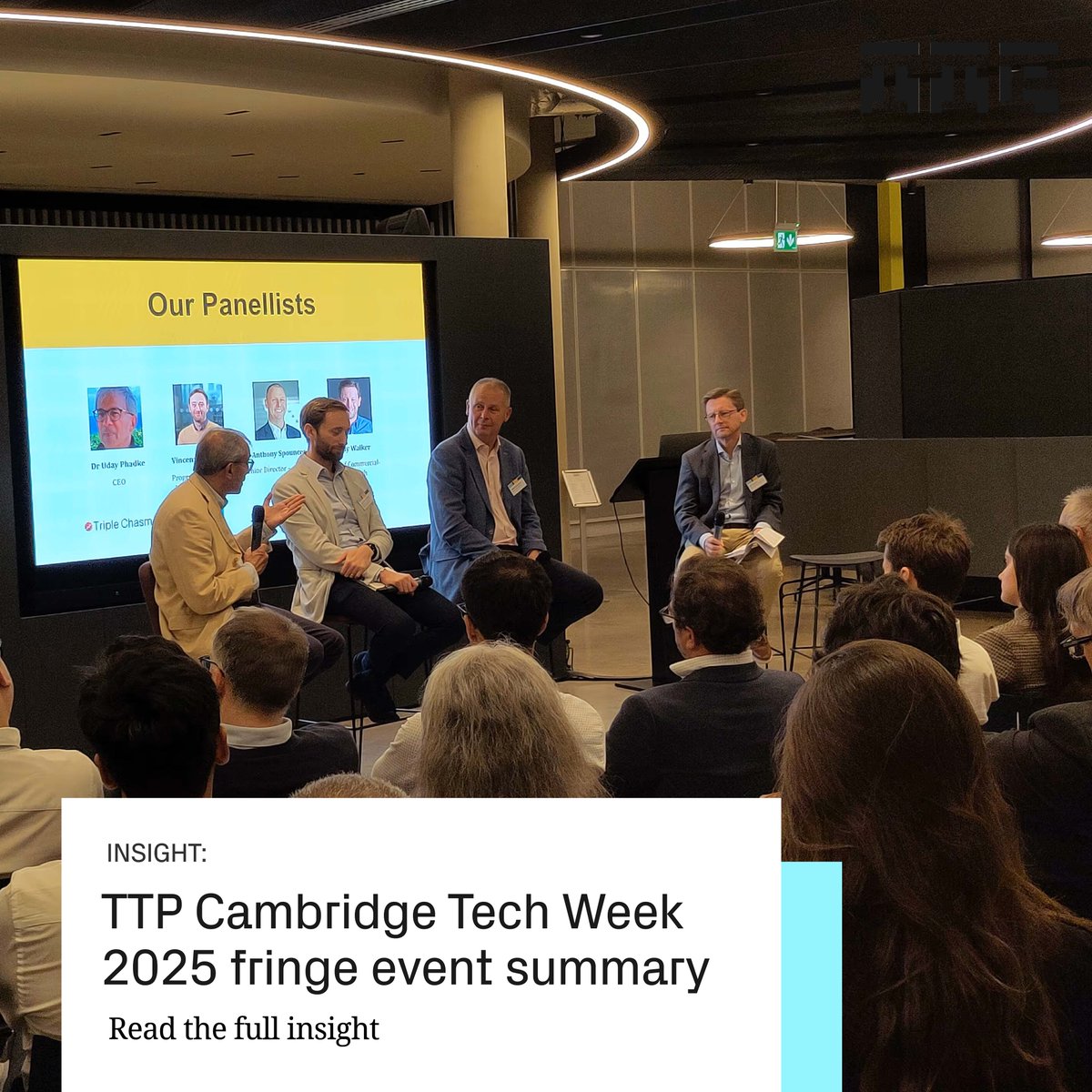 ttp_plc's tweet image. How will AI transform innovation in physical products? At #CambridgeTechWeek 2025, TTP brought together experts from Triple Chasm, CGT Catapult &amp;amp; Viasat to explore AI’s real-world impact — from advanced therapies to autonomous UAVs. Read the key insights: eu1.hubs.ly/H0pws-b0