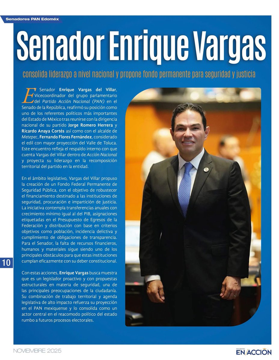 📍🔷 El Senador <a href="/EnriqueVargasdV/">Enrique Vargas Del Villar</a> Vargas propuso crear un Fondo Federal Permanente de Seguridad Pública para fortalecer la justicia y proteger a las familias mexicanas. 🏛️🇲🇽 #EnriqueVargas #SeguridadYJusticia #PAN