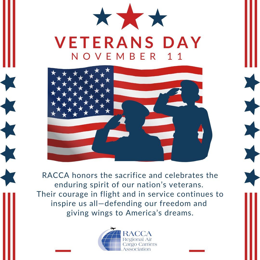 racca_connect's tweet photo. This Veterans Day, RACCA salutes the men and women whose courage and sacrifice continue to inspire our industry and our nation. #VeteransDay #RACCA #Aviation #Leadership #Service #Hono https://t.co/FLWKtndM5k