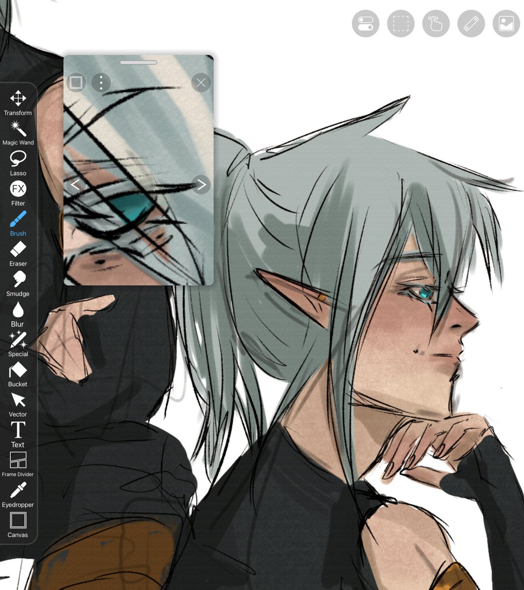 малюю ото ельфа!сатору, тому шо ну шось мені дуже подобається його малювати 🧝‍♂️