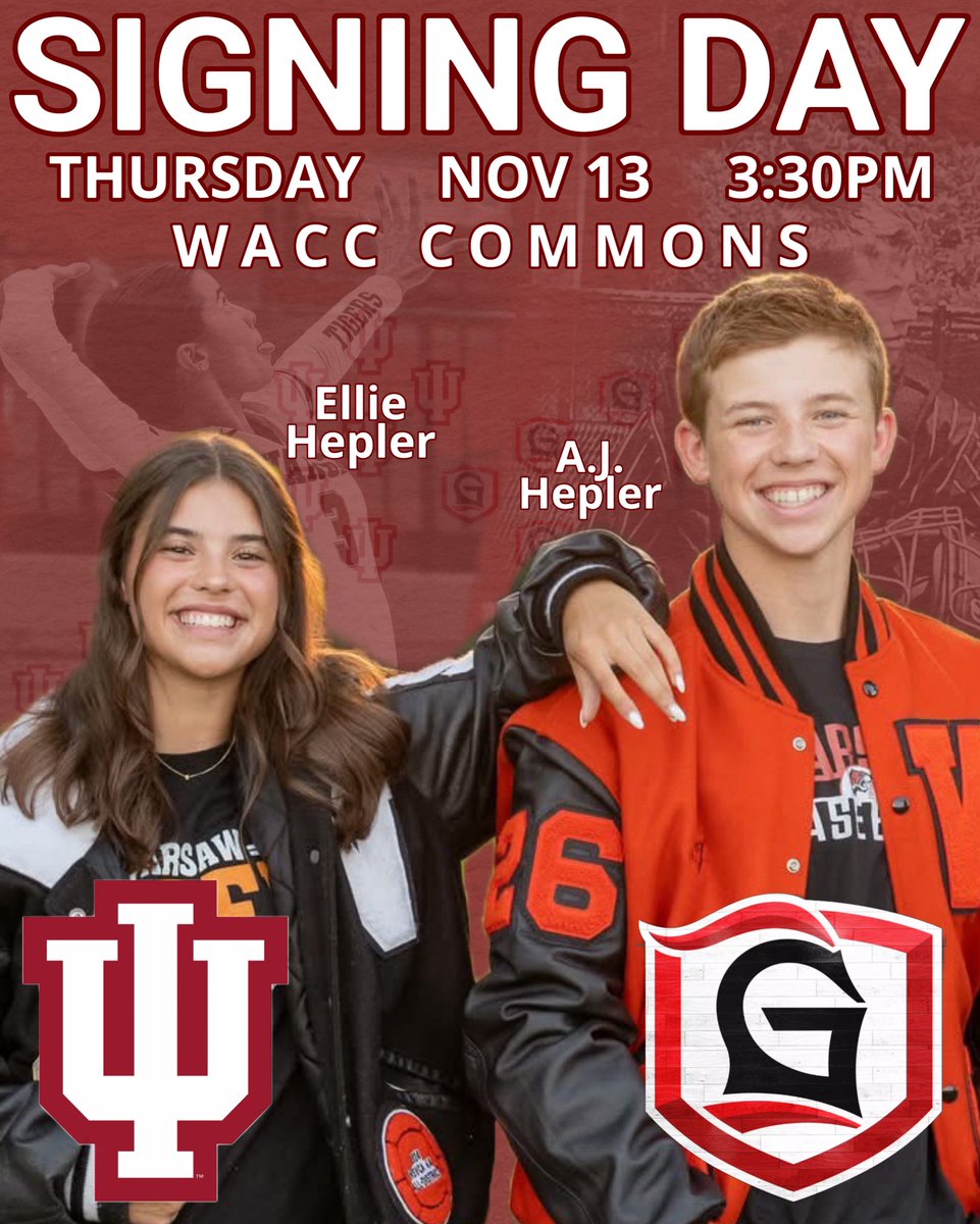 AbeHepler's tweet photo. Everyone is welcome to join us this Thursday in the WACC Commons at 3:30 PM for A.J. and Ellie’s college signing day. (Where the old Career Center Locker Bay used to be IYKYK) 

#mAJic #GraceCollege #Baseball #GiveEmElle #IndianaHoosiers #Volleyball https://t.co/sFfJvtvk0V