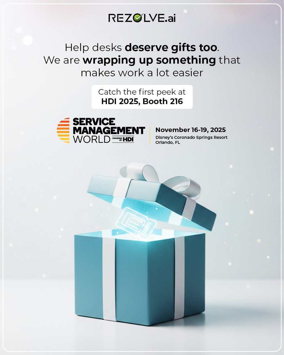 We are bringing something special to HDI Service Management World 2025. Swing by Booth #216. We’re showing how Agentic AI can:

✅ Cut ticket queues in half
✅ Give IT staff instant answers
✅ Deliver measurable ROI in weeks

For more details: lnkd.in/gbdGZZ-k