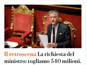 Un ministro che chiede di togliere fondi al suo ministero pur di affossare quelli che non sono allineati è qualcosa che credo non si sia mai visto nella storia della Repubblica