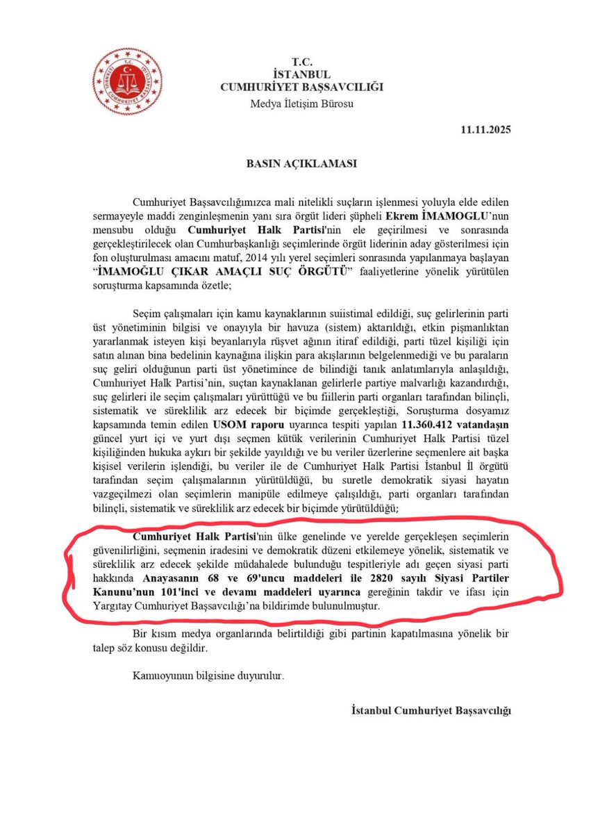 Şimdi anladınız mı?
Yolsuzluk iftirası bahane,
Suç örgütü iftirası bahane,
Rakipsiz seçim şahane!

Bu operasyon savcı eliyle Erdoğan’ın önünün açılması operasyonudur.
Aday olamıyor, olsa kaybediyor, kaybedecek…
Öyleyse öyle bir operasyon yap ki;
En güçlü Cumhurbaşkanı adayı