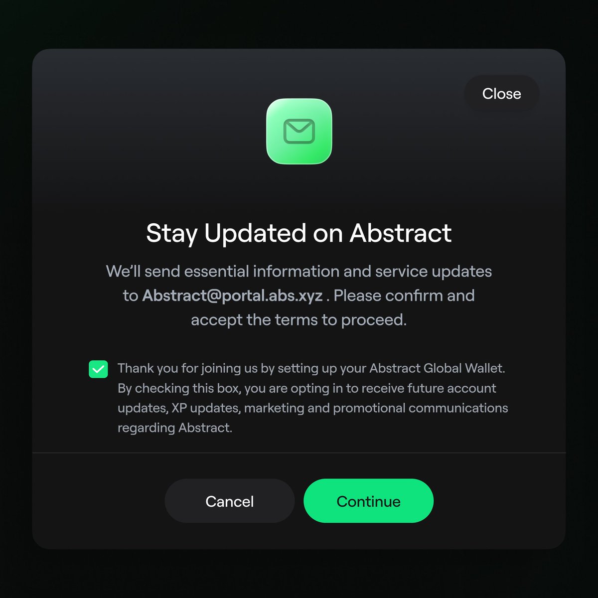 New update

Now stay updated on <a href="/AbstractChain/">Abstract</a>  via mail