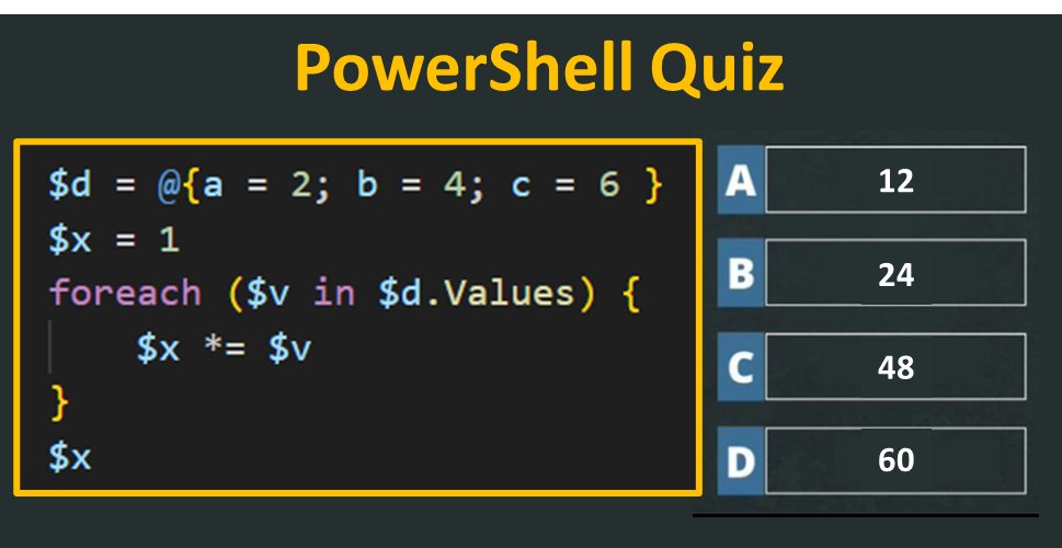 dfinke's tweet image. PowerShell Question / Quiz

What is the output of the following #PowerShell code, and why?

Comment your answers below! 👇🏻