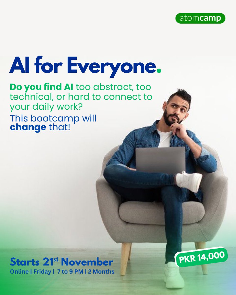 atomcamp's tweet image. Curious about AI but not sure where to start? 🤔
Join AI for Everyone, an 8-week live online bootcamp by atomcamp , designed to help anyone, from any background, understand and use AI in real life.

You’ll learn how AI actually works and even get to build your own chatbots and…