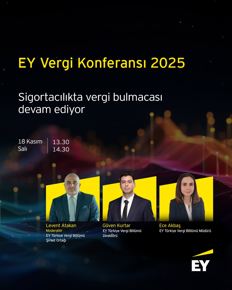 📅EY Vergi Konferansı kapsamında 18-19 Kasım tarihlerinde düzenlenecek çevrim içi oturumlarımıza davetlisiniz!

Detaylı bilgi ve kayıt için: 
ow.ly/cYZU50XpXrg
 
#EYVergiKonferansı