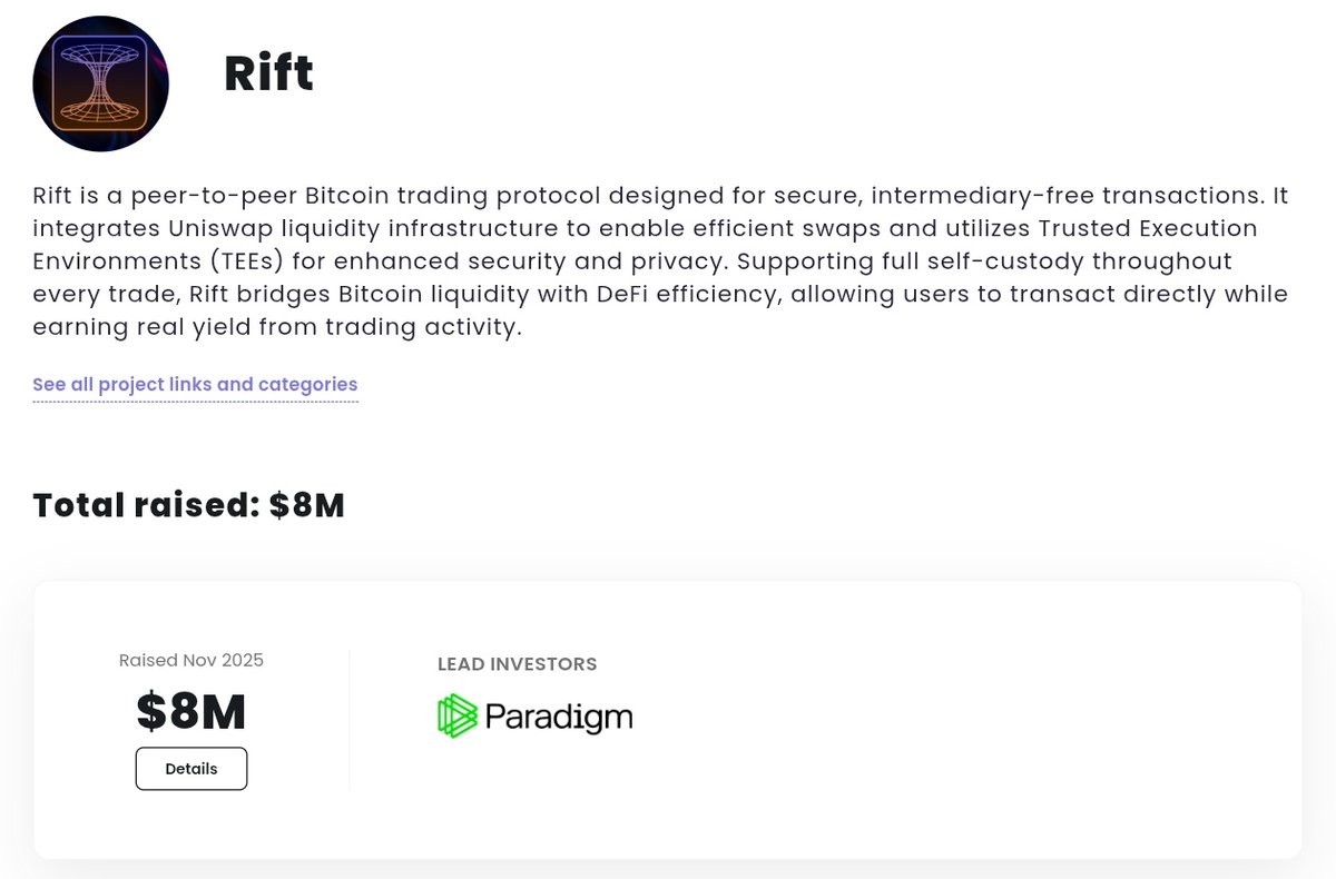 TheMaran's tweet photo. rift airdrop

rift raised $8m from tier 1 vc paradigm

you can interact with it for potential rewards

> go to: app.rift[.trade (remove [)

> connect wallet on ethereum network

> swap eth to btc and swap btc to cbtc

> to swap btc to cbtc you need to send btc to the address provided by them

> then you will get cbtc

many will say onchain airdrops are over, etc, etc but only one good onchain airdrop is enough to flip the table

hope you understand. don't farm just interact