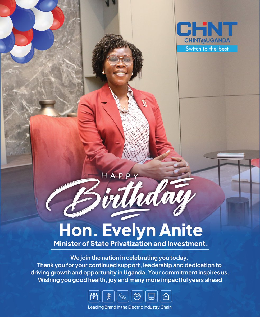 Happy birthday Hon. Evelyn Anite! 🎂🎉

CHINT Uganda joins the nation in celebrating your leadership and dedication to investment in Uganda. We wish you good health and many more impactful years.