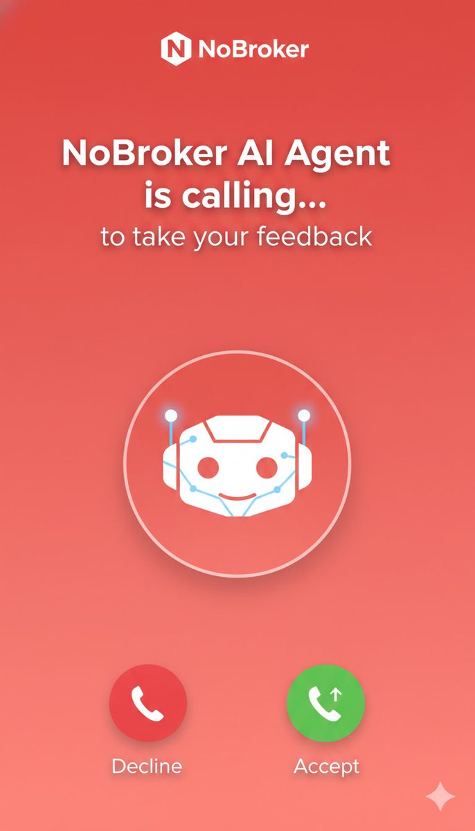 GaneshGhatti6's tweet photo. Today, @nobrokercom 's AI agent called me to collect feedback.

It felt completely human; natural tone, pauses, empathy.....etc

Two years ago, something like this would’ve been unimaginable.

The AI asked me genuine questions about my experience, how the service could improve exactly like a real support rep would.

But here’s where it gets really interesting ->

AI can make unlimited calls, handle massive amounts of data, and analyze it faster than any team ever could.

Imagine as a business owner, having one simple dashboard where you can:
- See how every customer feels in real-time
- Chat directly with your data
- Get instant, actionable insights to improve your product

That’s where AI-led customer experience is heading.

The question is, will your business adapt before it becomes the norm?