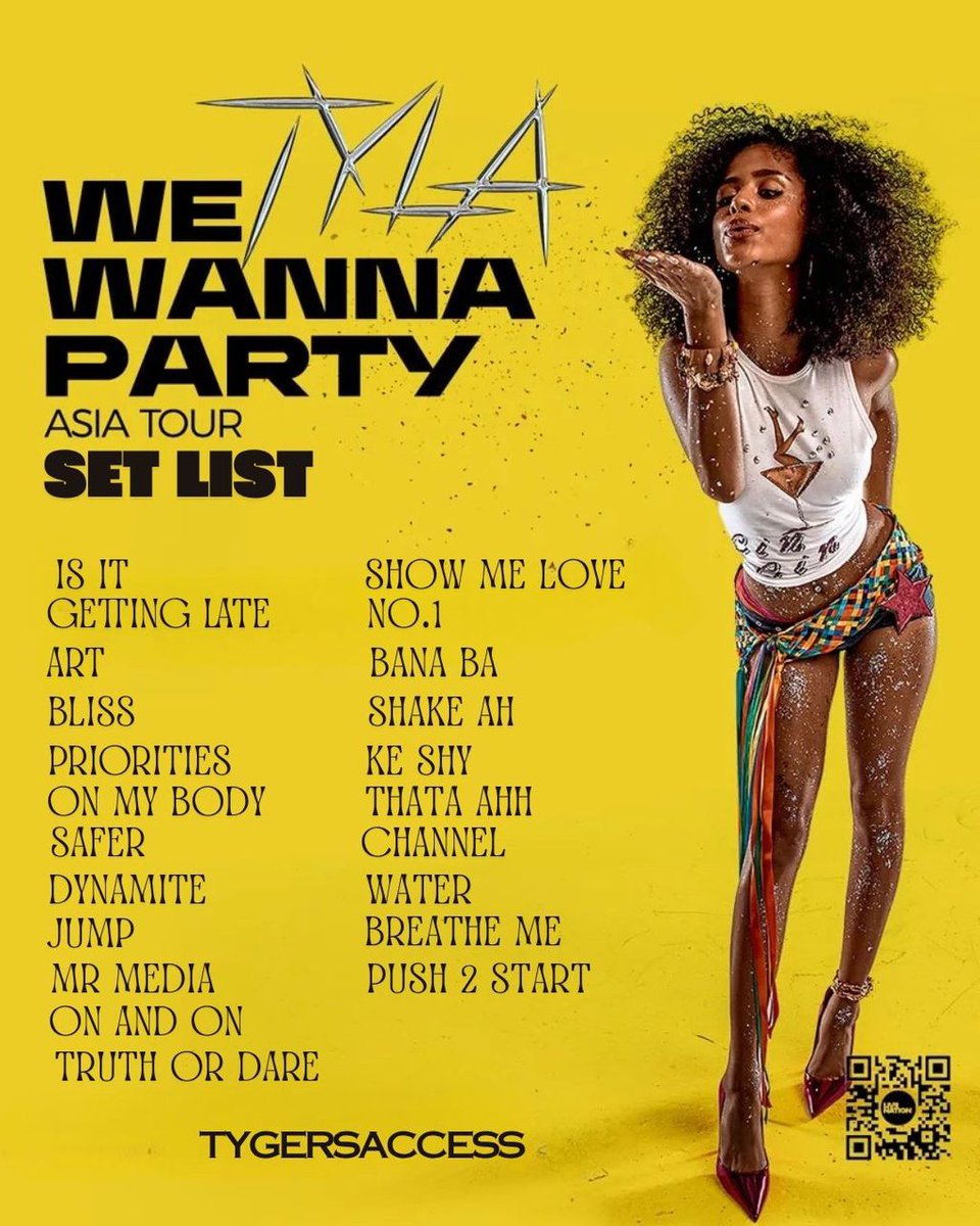 Set list for Tyla’s WWP Asia Tour.