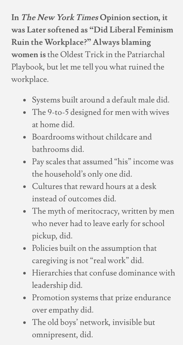 baddiesindev's tweet photo. “The workplace 💼 was never designed with women 👩🏽 in mind. It was built around the 20th-century male breadwinner, someone with a straight career ladder stretching upward in neat, uninterrupted lines.”

@nourhanbassam12 via @Thegenderedcty.

Read more: https://t.co/pxMsH6zqM8 https://t.co/jO0Gtmx1gp