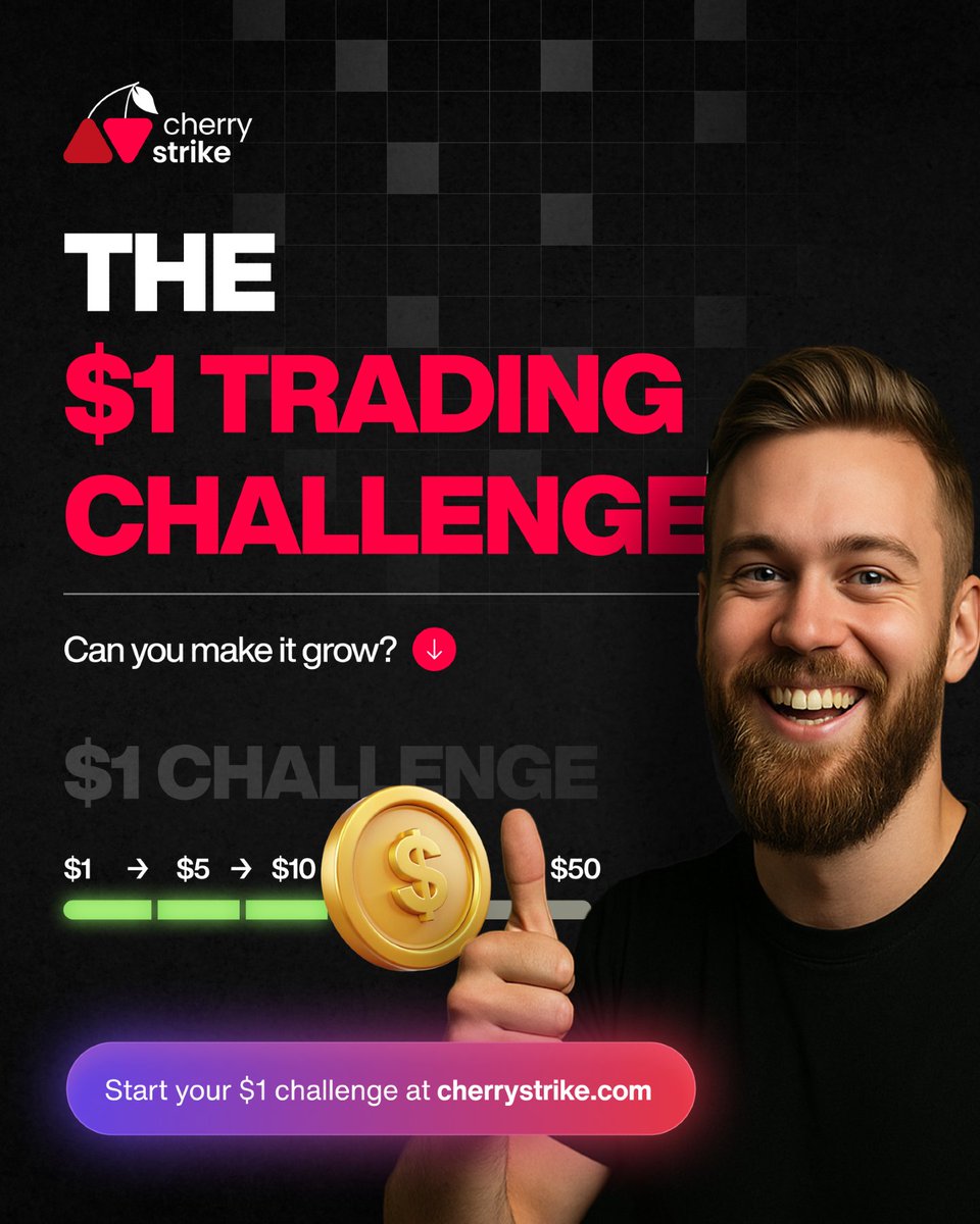 It starts with $1.

No fluff. No demo. Real markets.

Think faster. Trade sharper.
That’s what the $1 Trading Challenge is all about.

Let your first trade teach you something --> cherrystrike.com (link in bio)
.
.
.
#OneDollarChallenge #FastDecisions #TradeWithFocus