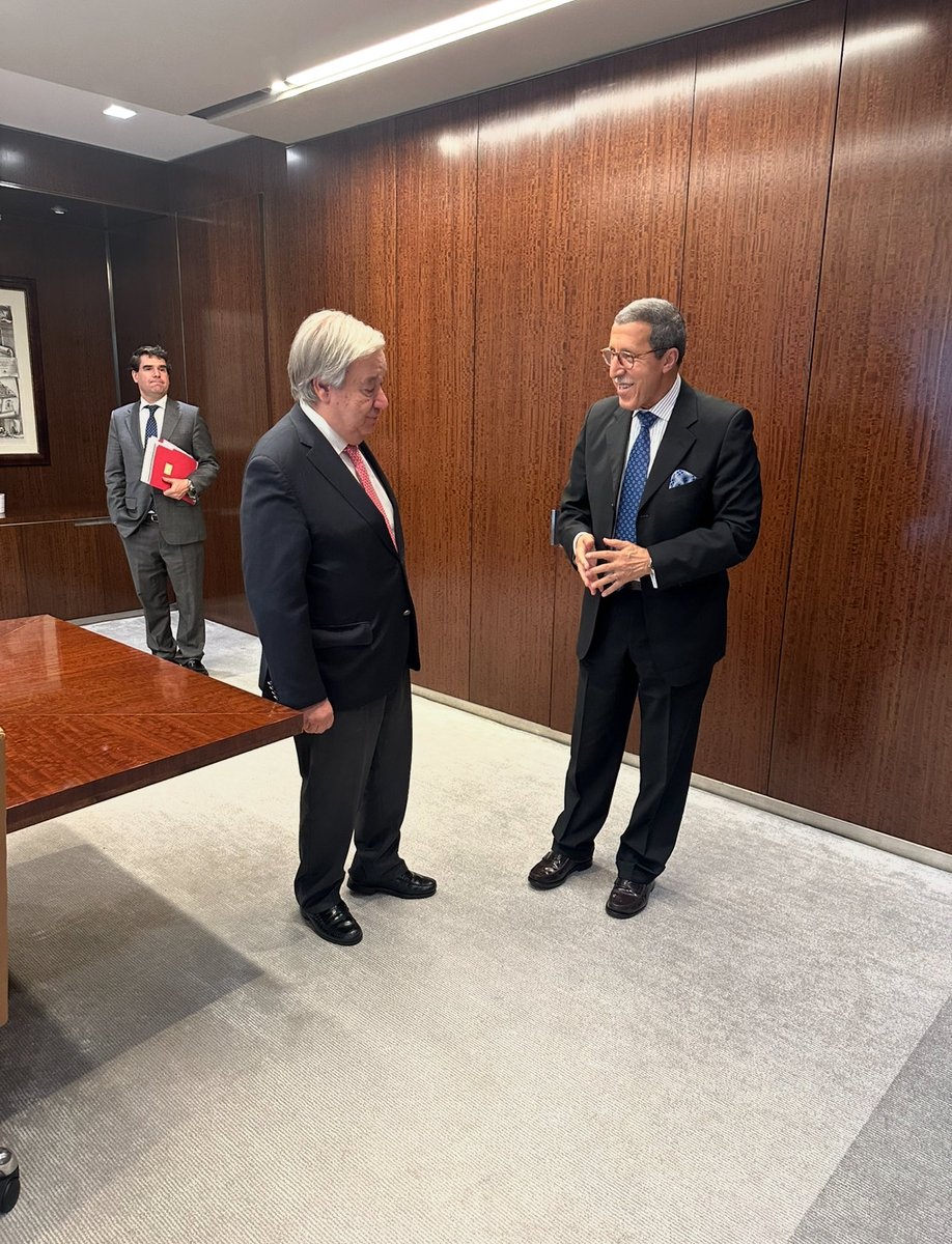Ambassador Omar Hilale met with <a href="/antonioguterres/">António Guterres</a> to discuss progress at the 6th Middle East WMD-Free Zone Conference under Moroccan presidency. The Conference continues advancing with structured process &amp; genuine regional engagement.