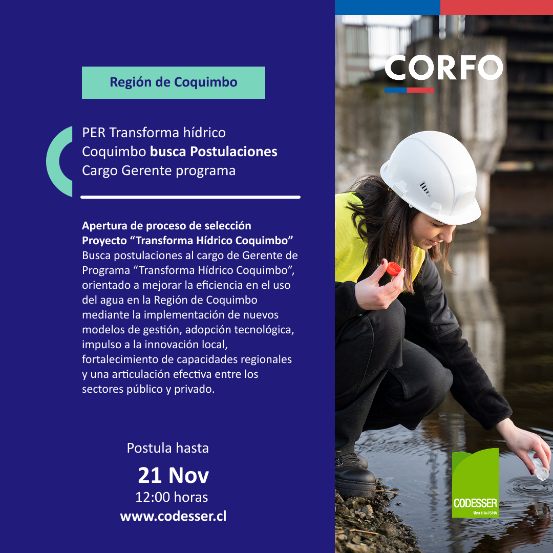CodesserC's tweet image. #CodesserInforma
Nuevas convocatorias de profesionales para trabajar en la región de #Coquimbo en el Programa Estratégico Regional Transforma Hídrico Coquimbo.
Todos los detalles en: codesser.cl/licitaciones/
¡Postula!
#ofertalaboral #trabajaenCodesser #desarrolloregional