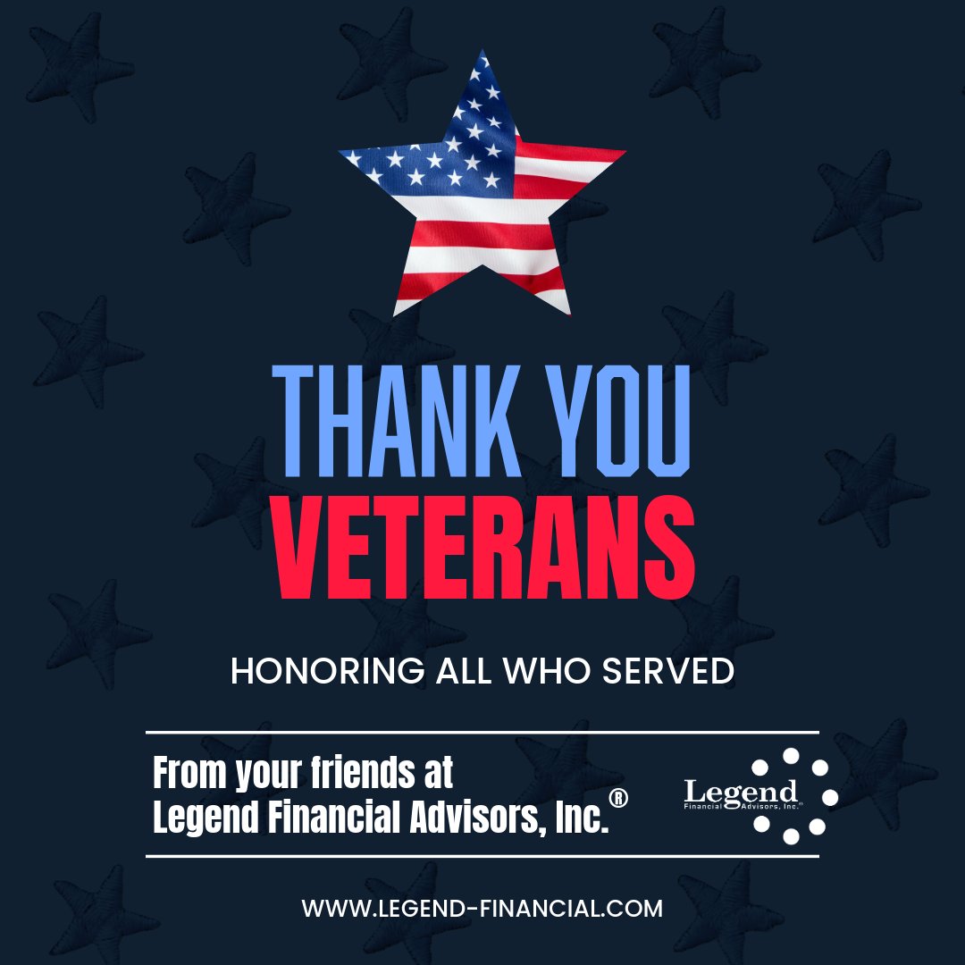 LegendFinancial's tweet photo. Honoring all who served. Thank you, Veterans.
From your friends at Legend Financial Advisors, Inc.® https://t.co/QGmPW3Re6E