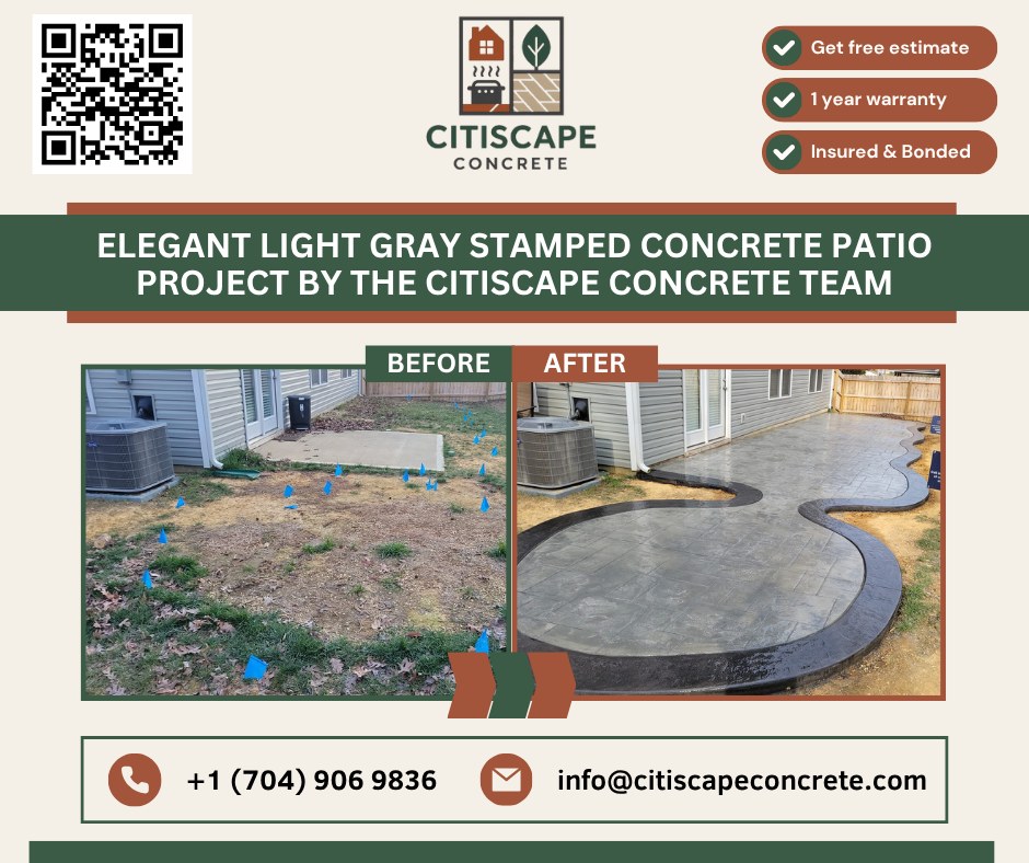 CitiscapeC's tweet photo. Elegant Light Gray Stamped Concrete Patio for Mr. Brandon in Charlotte, NC

Built with precision and designed for lasting beauty.

🌐 https://t.co/EP61c0ezb8

#CitiscapeConcrete #StampedConcrete #ConcretePatio #OutdoorLiving #CharlotteNC #ConcreteCraftsmanship #HardscapeDesign https://t.co/otjI2Tl3OL