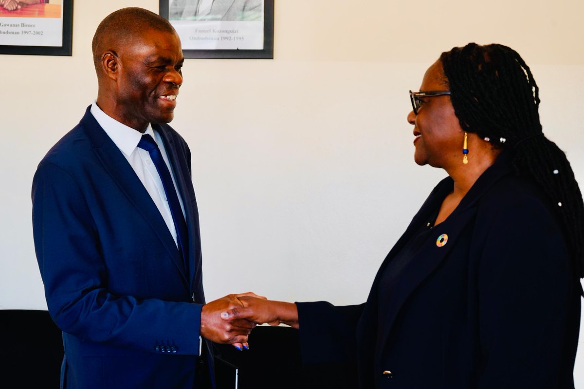 UNDPNamibia's tweet photo. @UNDPNamibia Resident Representative @ASerumaga met with the @Ombudsman_Offna, Adv. Basilius Dyakugha.
The visit reaffirmed partnership on human rights, accountability, and inclusive governance, advancing the #NHRAP and support for vulnerable communities. 🇳🇦
#GoodGovernance https://t.co/nZ23HVn6Uz