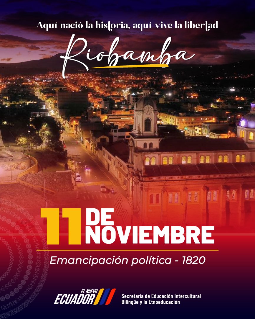 🎊¡𝐅𝐞𝐥𝐢𝐜𝐞𝐬 𝐟𝐢𝐞𝐬𝐭𝐚𝐬, 𝐑𝐢𝐨𝐛𝐚𝐦𝐛𝐚!

El 11 de noviembre de 1820 marcó el inicio de una nueva historia, escrita con orgullo y dignidad.

Desde la <a href="/SEIBEec/">SEIBE</a>, rendimos homenaje a la tierra donde nació la historia y vive la libertad.

¡𝐐𝐮𝐞 𝐯𝐢𝐯𝐚 𝐑𝐢𝐨𝐛𝐚𝐦𝐛𝐚!