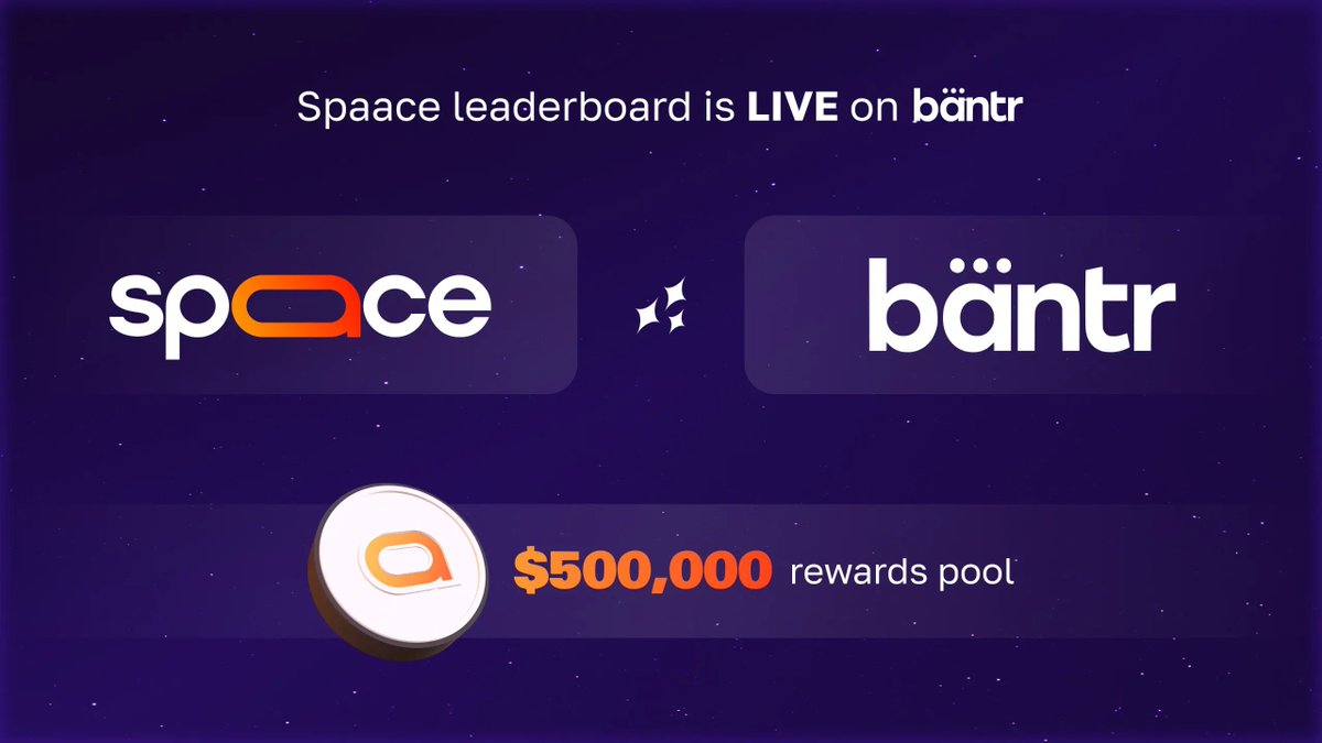 Two birds with one stone with <a href="/spaace_io/">Spaace 🟠</a> 

After wallchain partnership, Spaace leaderboard is also live on <a href="/Bantr_fun/">Bantr</a> 🔥

✨ 4 Epochs
✨ $500K in $SPAACE rewards are up for grabs across all epochs for the top 200 users ($125K each).
✨ 100% TGE, no cliff, no vesting

Share